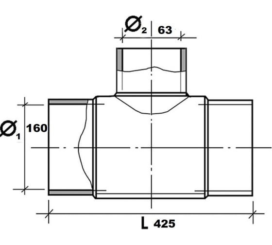 Тройник OLFUSE литой переходной 90 t pn16 sdr11 pe100 d160x63, 771916160063