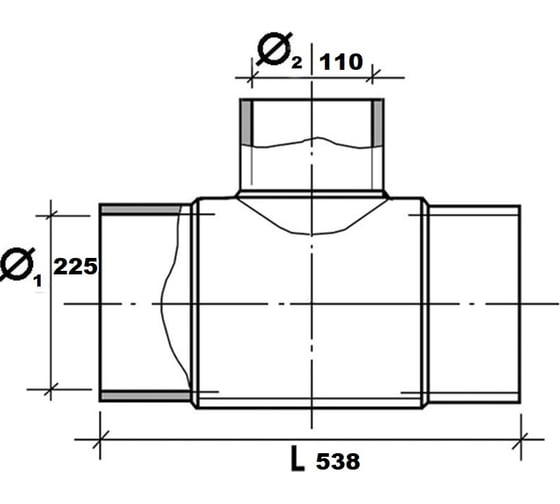 Тройник OLFUSE литой переходной 90 t pn16 sdr11 pe100 d225x110, 771916225110