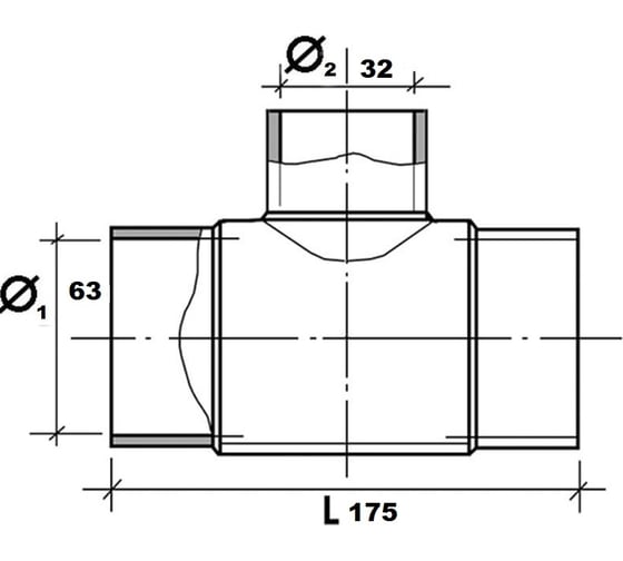 Тройник OLFUSE литой переходной 90 t pn16 sdr11 pe100 d63x32, 771916063032