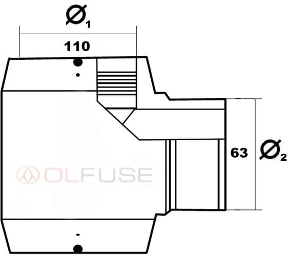 Тройник OLFUSE электросварной редукционный 90 pn16 sdr11 pe100 d110x63, 7726110063
