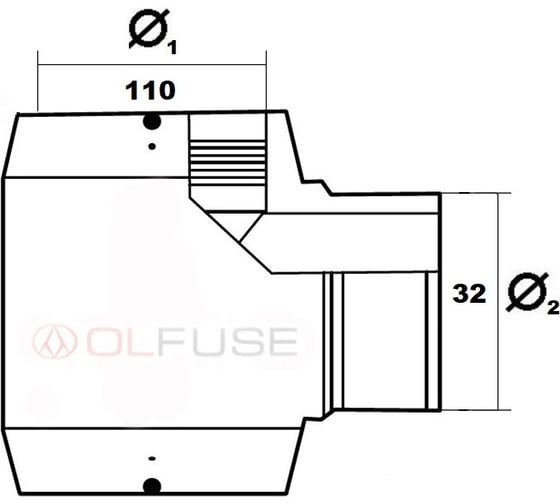 Тройник OLFUSE электросварной редукционный 90 pn16 sdr11 pe100 d110x32, 7726110032