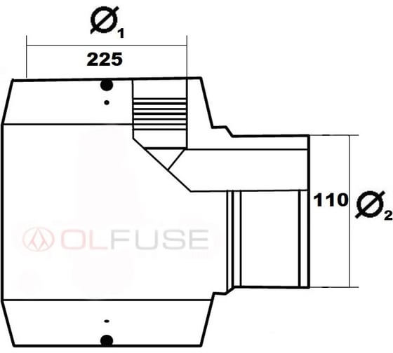 Тройник OLFUSE электросварной редукционный 90 pn16 sdr11 pe100 d225x110, 7726225110
