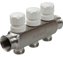 Квартирный коллектор SANEXT ВР 1"х 3 контура НР 3/4" евроконус (под привод) 8213