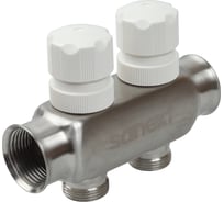 Квартирный коллектор SANEXT ВР 1"х 2 контура НР 3/4" евроконус (под привод) 8212