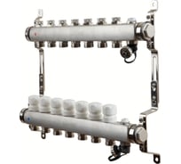 Коллектор для теплого пола SANEXT с запорной функцией, в/о и дренаж., ДУ25, ВР1"х 7 контуров НР 3/4" 8597