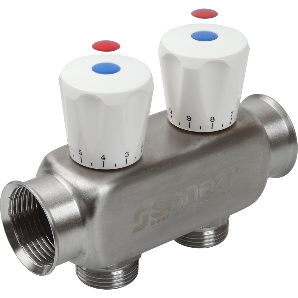 Квартирный коллектор SANEXT ВР 1"х 2 контура НР 3/4" евроконус 8112 ...