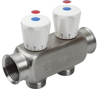 Коллектор квартирный SANEXT нержавеющая сталь ДУ 25, ВР 1"х НР 3/4" евроконус 2 контура 8112