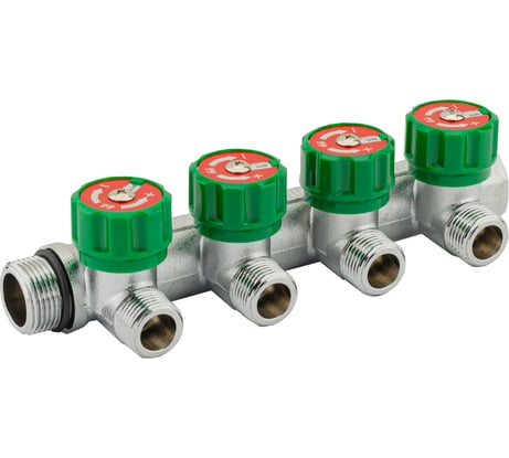 Коллектор PROFACTOR регулирующий, под плоскую прокладку, хром в/н 3/4" х 4 вых 1/2" нар PF MV 275.4