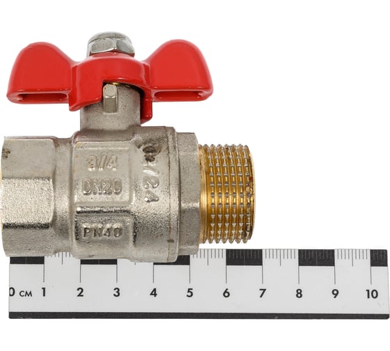 Полнопроходной шаровой кран PRO AQUA ручка бабочка, Н-В 3/4 FWB61-m20-f20x