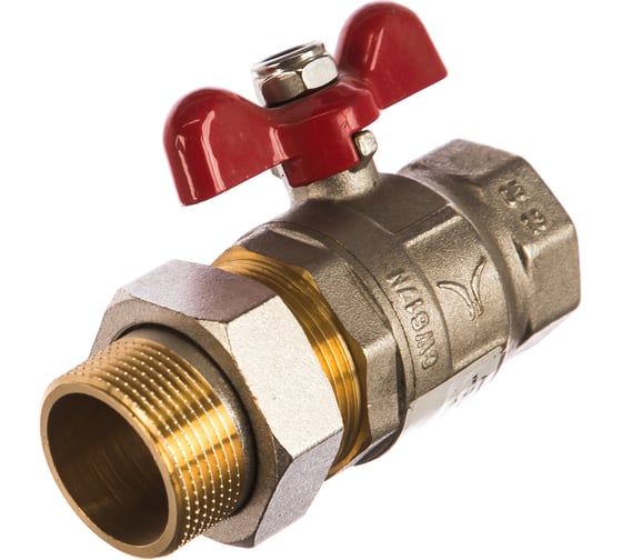 Полнопроходной шаровой кран PRO AQUA со сгоном ручка бабочка, Н-В 1 1/4 FWB65-m32-f32x 1