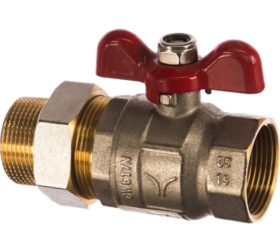 Полнопроходной шаровой кран PRO AQUA со сгоном ручка бабочка, Н-В 1 1/4 FWB65-m32-f32x