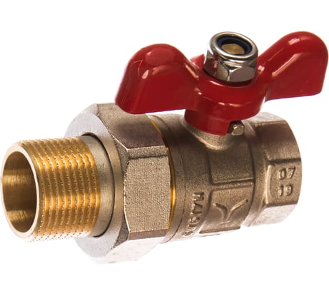 Кран шаровой полнопроходной PRO AQUA со сгоном ручка бабочка, Н-В 1 FWB65-m25-f25xb
