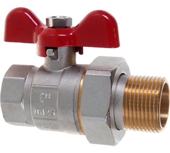 Полнопроходной шаровой кран PRO AQUA со сгоном ручка бабочка, Н-В 1 FWB65-m25-f25x