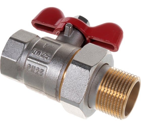 Полнопроходной шаровой кран PRO AQUA со сгоном ручка бабочка, Н-В 1 FWB65-m25-f25x