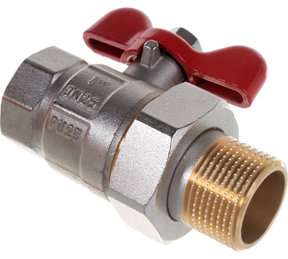 Полнопроходной шаровой кран PRO AQUA со сгоном ручка бабочка, Н-В 1 FWB65-m25-f25x
