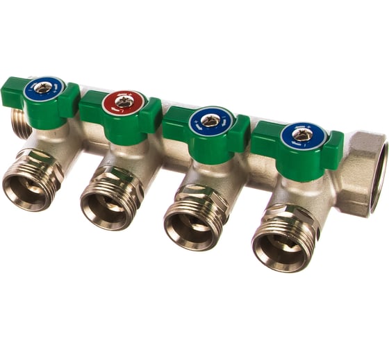 Модульный коллектор ELSEN 1 дюйм, 4 контура, размер отвода-3/4 ЕК, EMW04.04 1