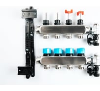 Коллекторная группа с расходомерами Federica Bugatti FB 1"x3/4" 3 выхода, нержавейка 2015354