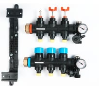 Коллекторная группа с расходомерами Federica Bugatti FB 1"х3/4" 3 выхода, пластиковый коллектор 2015363 16009302