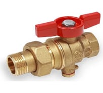 Шаровой кран Giacomini для зонда, с отводом, 1F x 1M, ручка - бабочка красная R859TY007