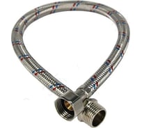 Подводка гибкая для воды ELKA с оплеткой из нержавеющей стали 1/2" х 80 см, стальная гайка ИС.100085