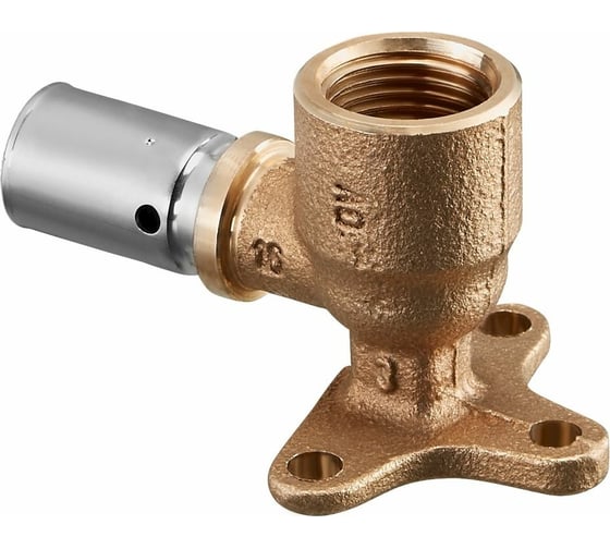 Прессовый угольник Oventrop Cofit P, 90, В, 16 x 2 x 1/2", бронза RX, короткий, с креплением 1517053