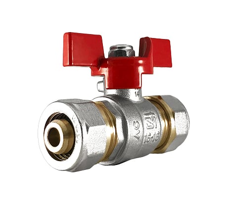 Шаровой кран STI латунь, никель ДН 16 РУ16 обжим, бабочка ТТ000017566