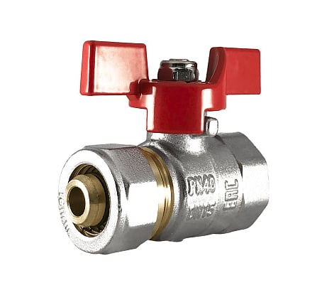 Шаровой кран STI латунь никель ДН 16x1/2 РУ16 ВР/обжим, бабочка ТТ000017564