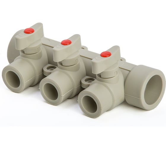 Коллектор с шаровыми кранами LAMMIN ppr 25x3 30/1 серый Lm31081003025G