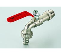 Кран Tiemme 1" шаровой сливной со штуцером (плоская ручка) 2500015/2530R2806