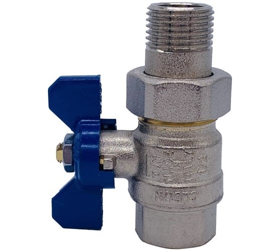 Кран Tiemme 1/2" шаровой со сгоном (синяя бабочка) 2120060/2121B2804