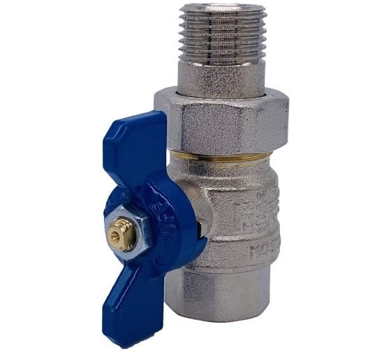 Кран Tiemme 1/2" шаровой со сгоном (синяя бабочка) 2120060/2121B2804