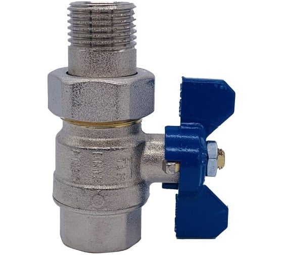 Кран Tiemme 1/2" шаровой со сгоном (синяя бабочка) 2120060/2121B2804