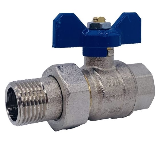 Кран Tiemme 1/2" шаровой со сгоном (синяя бабочка) 2120060/2121B2804