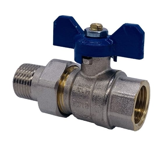 Кран Tiemme 1/2" шаровой со сгоном (синяя бабочка) 2120060/2121B2804