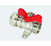 Кран Tiemme 16x1/2" Н шаровой с накидной гайкой и крепежной планкой (бабочка) 1620035/2154FLR