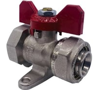 Кран Tiemme 20x3/4"В шаровой с накидной гайкой и крепежной планкой (бабочка) 1620043/2155FLR