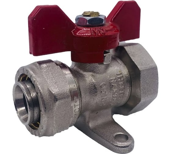 Кран Tiemme 20x3/4"В шаровой с накидной гайкой и крепежной планкой (бабочка) 1620043/2155FLR