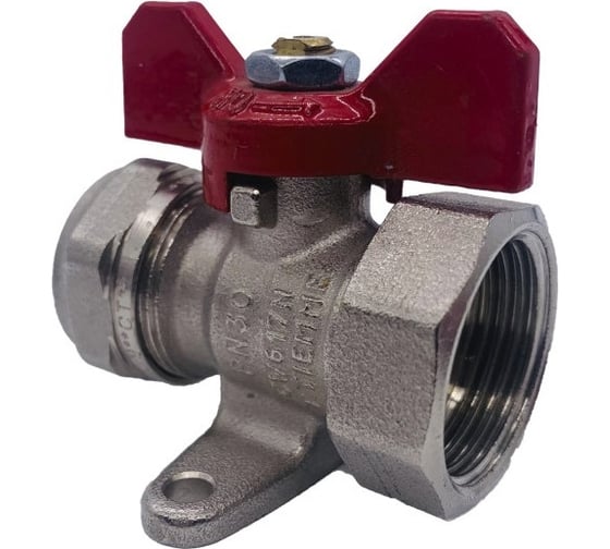 Кран Tiemme 20x3/4"В шаровой с накидной гайкой и крепежной планкой (бабочка) 1620043/2155FLR