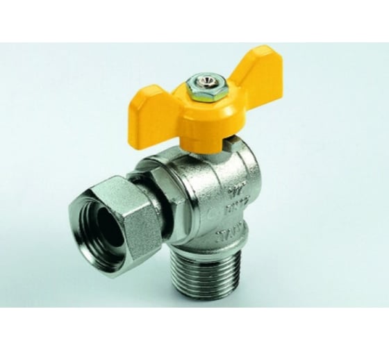 Газовый угловой кран Tiemme с накидной гайкой 1/2"x3/4" НВ шаровой 2220005/2224G0705