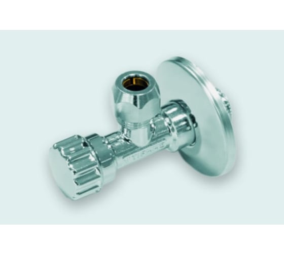 Угловой кран Tiemme 1/2"Нx10 вентильный (обжим, укороченный) 2950133/3907C