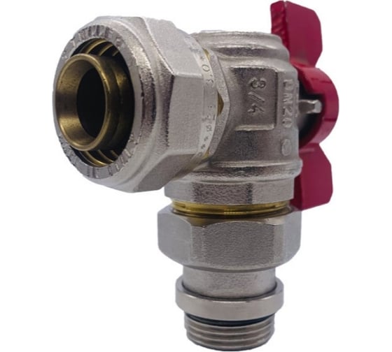 Угловой кран Tiemme 26x3/4" шаровой со сгоном (красный) 1620014/2181R2605CPR