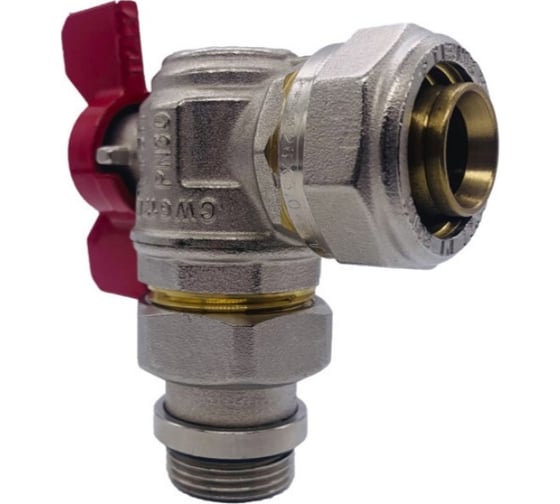 Угловой кран Tiemme 26x3/4" шаровой со сгоном (красный) 1620014/2181R2605CPR