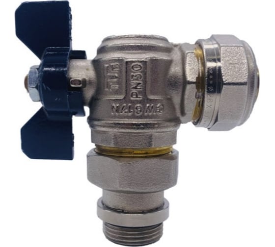 Угловой кран Tiemme 26x3/4" шаровой со сгоном (синий) 1620004/2181B2605CPR