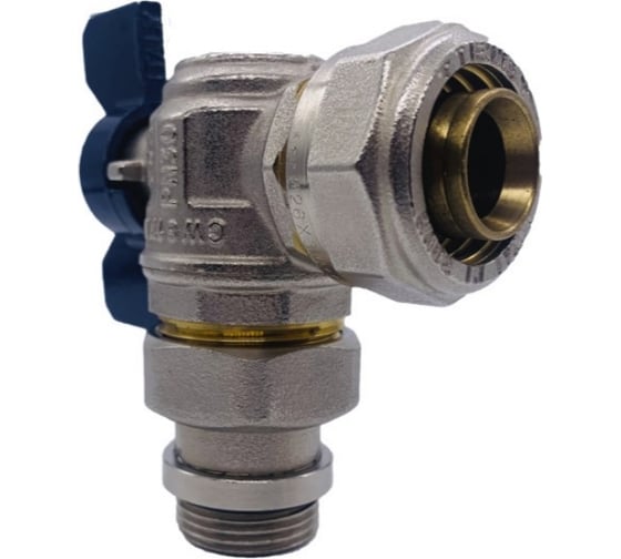 Угловой кран Tiemme 26x3/4" шаровой со сгоном (синий) 1620004/2181B2605CPR