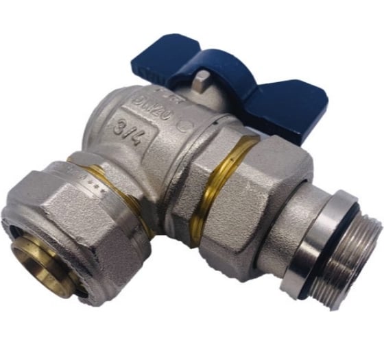 Угловой кран Tiemme 26x3/4" шаровой со сгоном (синий) 1620004/2181B2605CPR