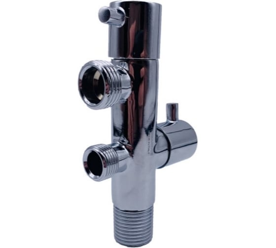 Угловой кран Tiemme двойной 1/2"x1/2"x3/8" НН (хром, с чашкой) 2950178