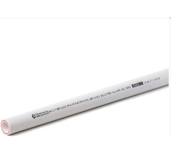 Труба LAMMIN ppr армированная стекловолокном, pn20 20x2,8, 2м серый Lm310210280202G