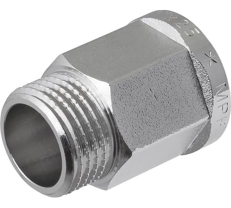 Удлинитель 1/2" х 25 мм сантехнический MPF шестигранный латунный никелированный для труб внутренняя-наружная резьба ИС.072629