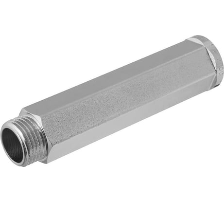 Удлинитель 1/2" сантехнический MPF на 100 мм шестигранный латунный никелированный внутренняя-наружная резьба для труб ИС.072630