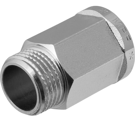 Удлинитель 1/2" сантехнический MPF на 30 мм шестигранный латунный никелированный для труб внутренняя-наружная резьба ИС.071981